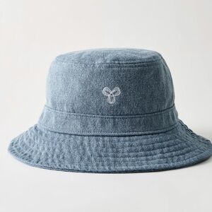 Aritzia TNA denim bucket hat m/L embroidered logo light medium wash